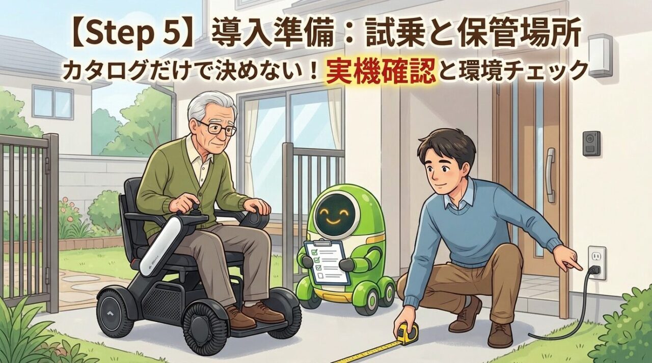 電動車椅子の試乗と保管場所の確認