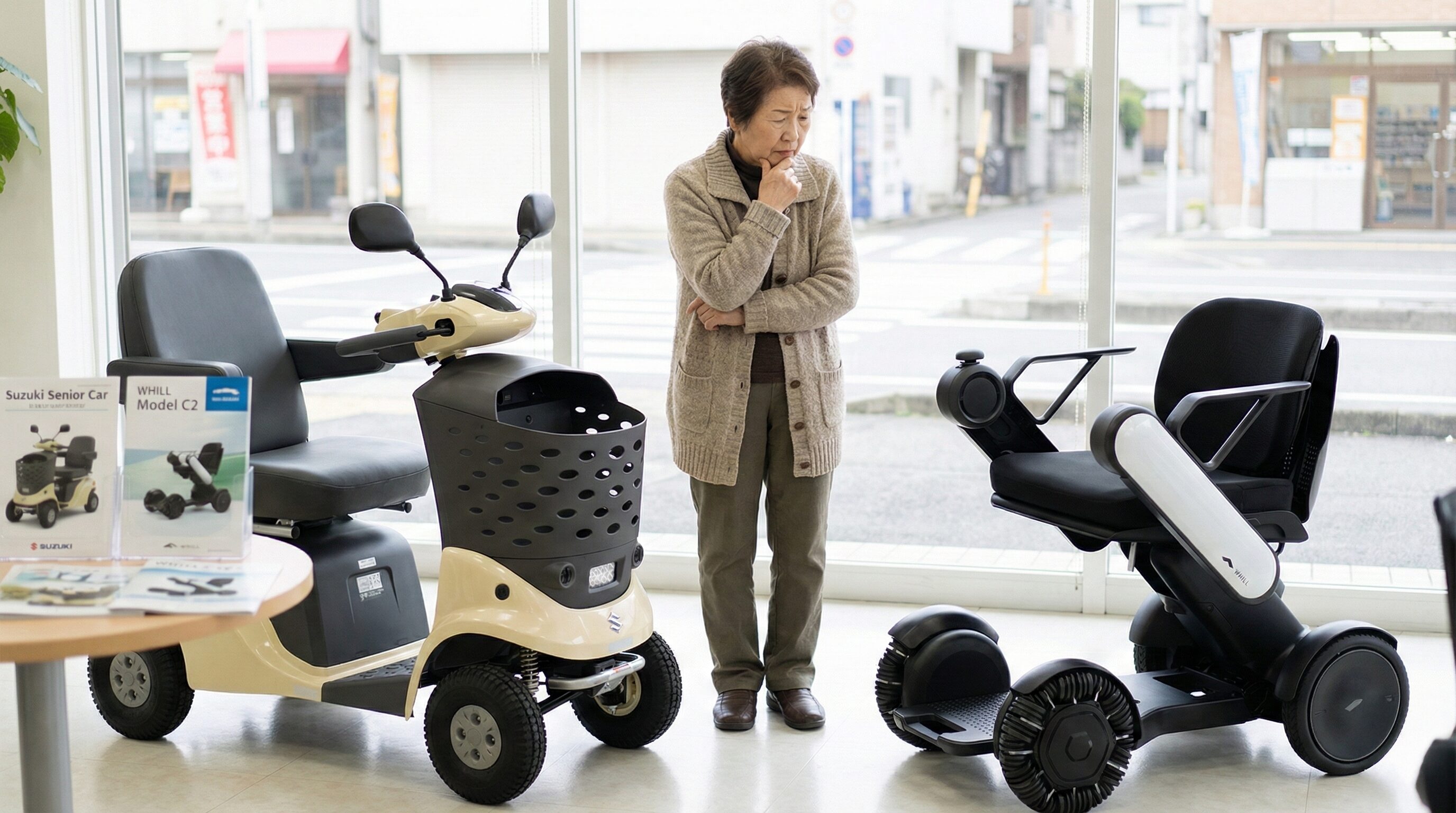 電動車椅子を選ぶ女性