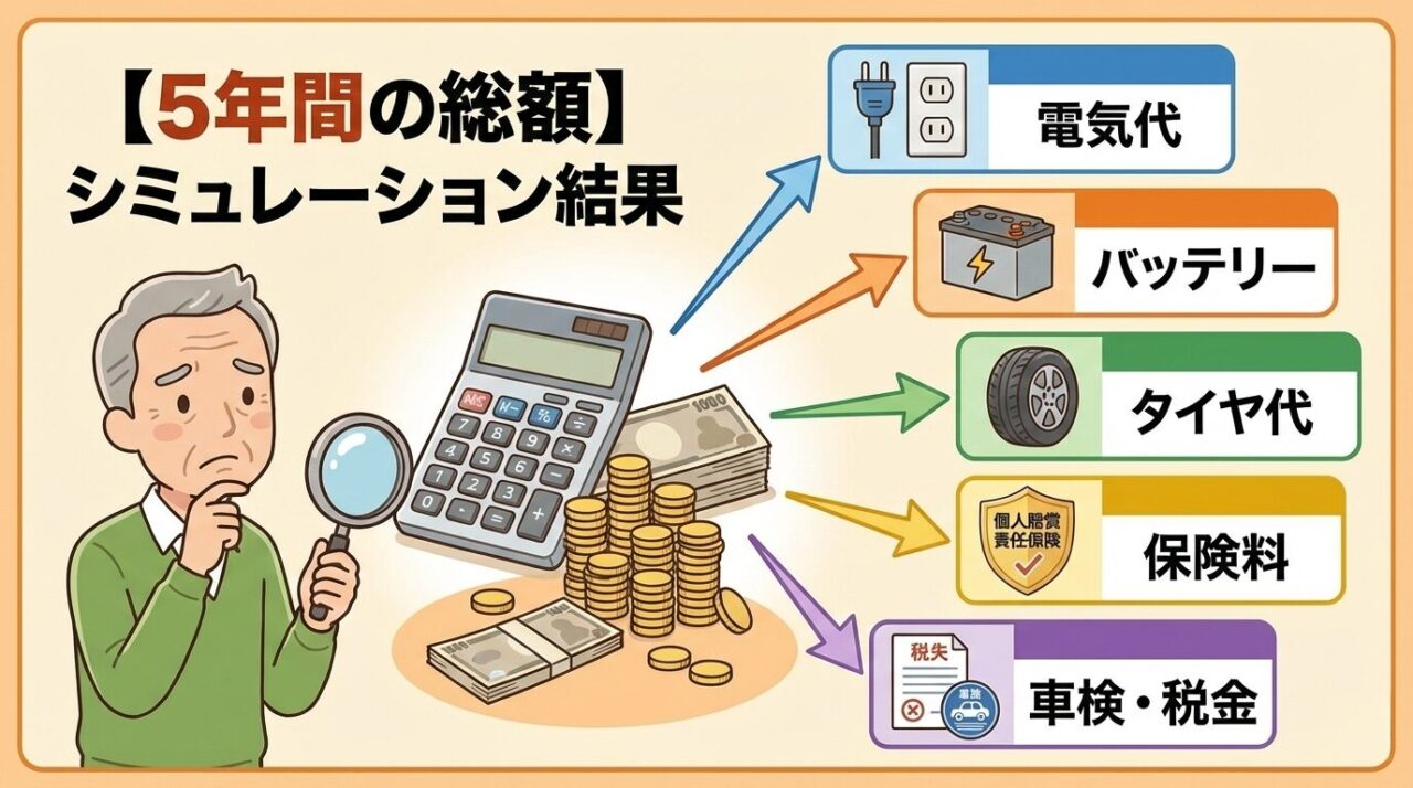 5年間の車の維持費シミュレーション結果